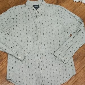 Bonobos Light Sage Printed Long-Sleeve Button-Down Shirt